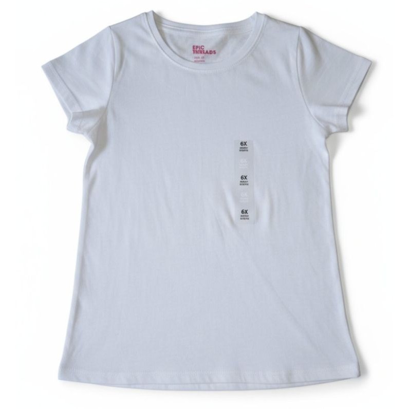 Epic Threads Little Girls Crew Neck Solid Bright White Basic TShirt Size 6x